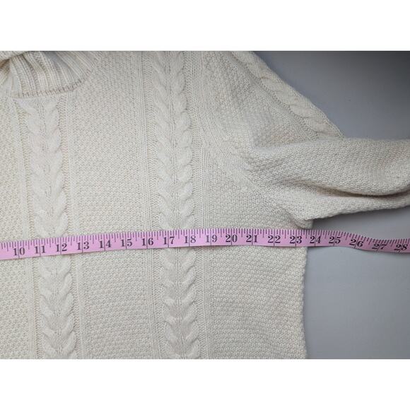 NWT Eddie Bauer Fisherman Sweater Turtle Neck Tunic Cable Knit Cream Womens XXL - Picture 7 of 8